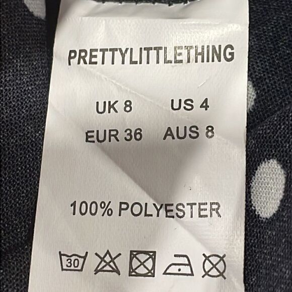 NWT PrettyLittleThing Black White Polka Dot Wrap Dress. Size 4 S small - Picture 9 of 10